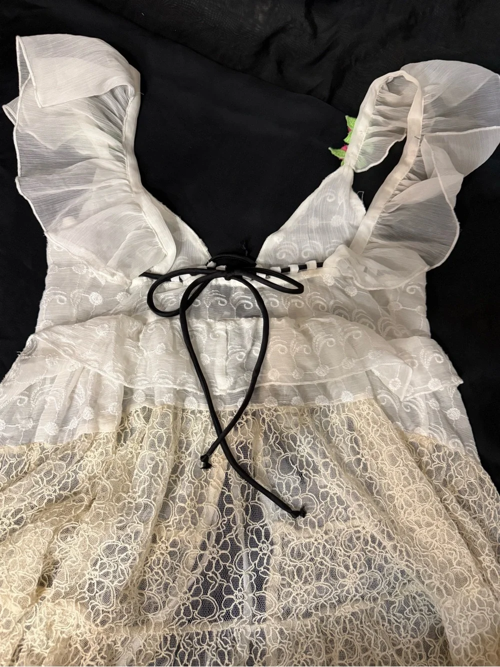 Free People Cream Lace Selena Maxi Vest Overlay